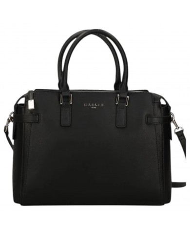 Borsa A Spalla Gaelle Donna Con Tracolla Metal Logo Leather Black