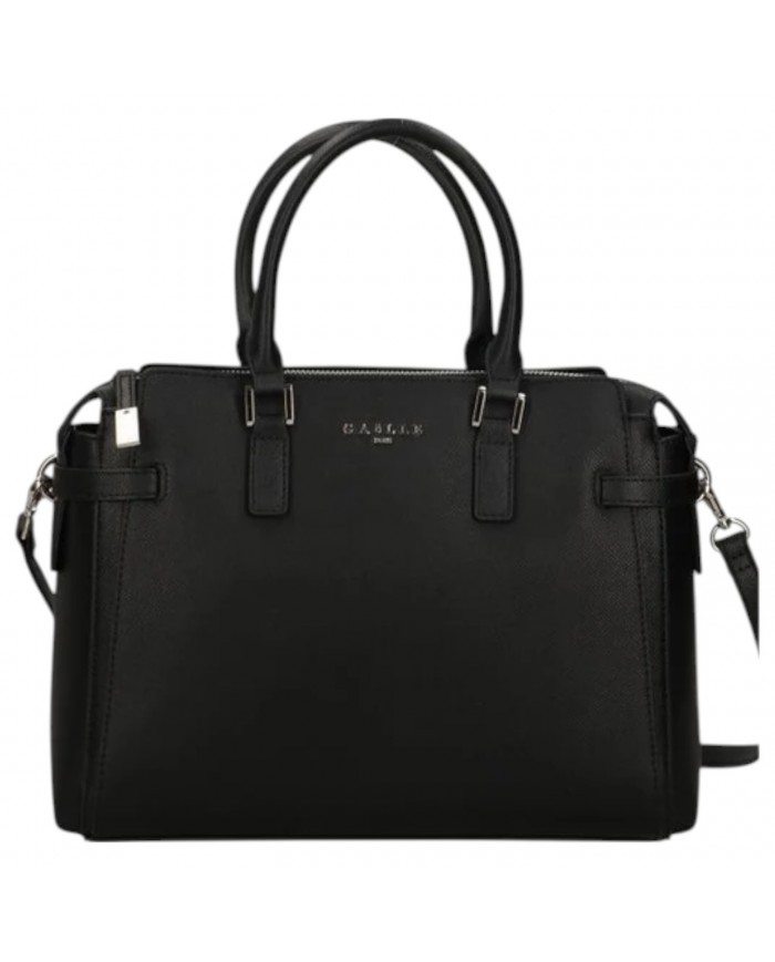 Borsa A Spalla Gaelle Donna Con Tracolla Metal Logo Leather Black