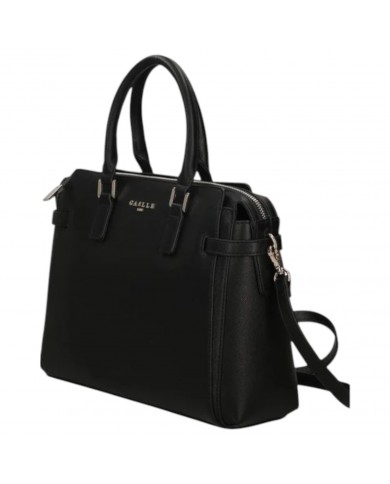 Borsa A Spalla Gaelle Donna Con Tracolla Metal Logo Leather Black