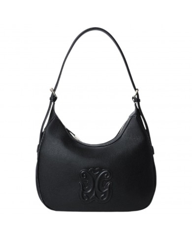 Borsa A Spalla Gaelle Donna Reg Hobo Bag Embossed Logo Leather Black