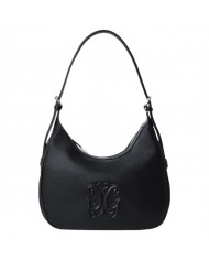 Borsa A Spalla Gaelle Donna Reg Hobo Bag Embossed Logo Leather Black