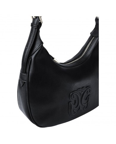 Borsa A Spalla Gaelle Donna Reg Hobo Bag Embossed Logo Leather Black