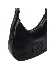 Borsa A Spalla Gaelle Donna Reg Hobo Bag Embossed Logo Leather Black
