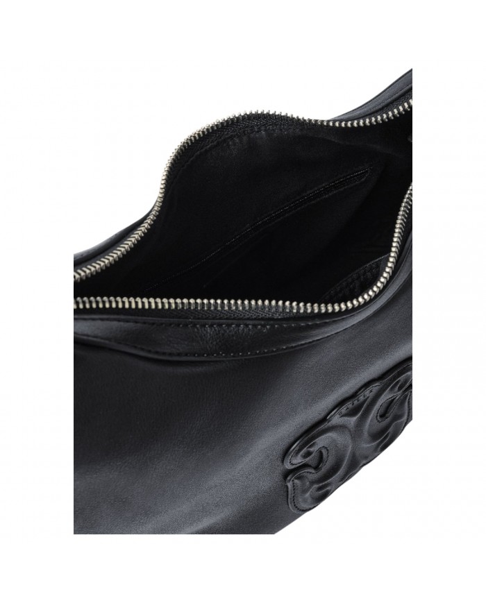 Borsa A Spalla Gaelle Donna Reg Hobo Bag Embossed Logo Leather Black