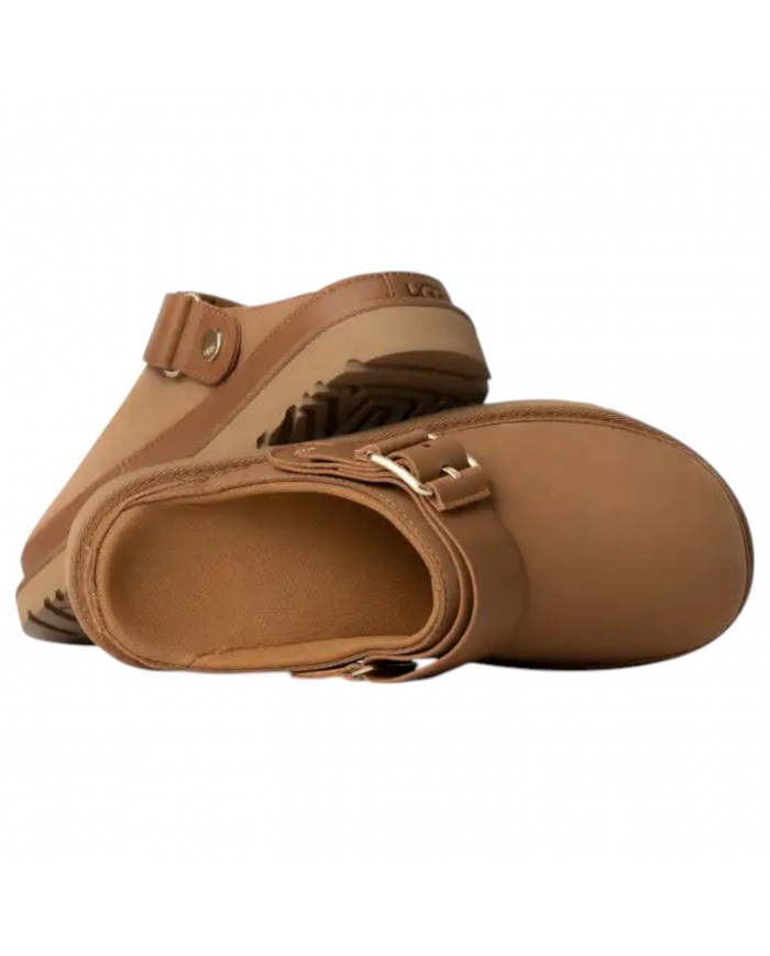 Sandalo Donna Ugg Unisex Goldenstar Villa Clog Leather Chestnut