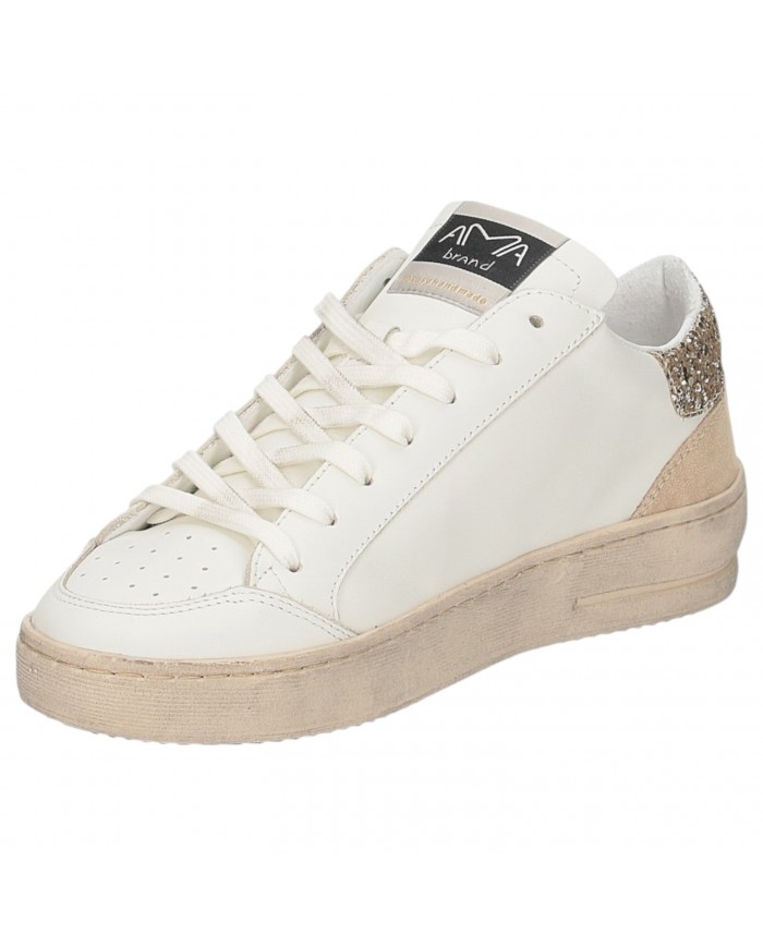 Sneakers Ama Brand Donna Slam Ama B Deluxe Glitter Leather White