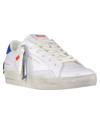 Sneakers Crime London Uomo Sk8 Deluxe Leather Suede White Denim Blue