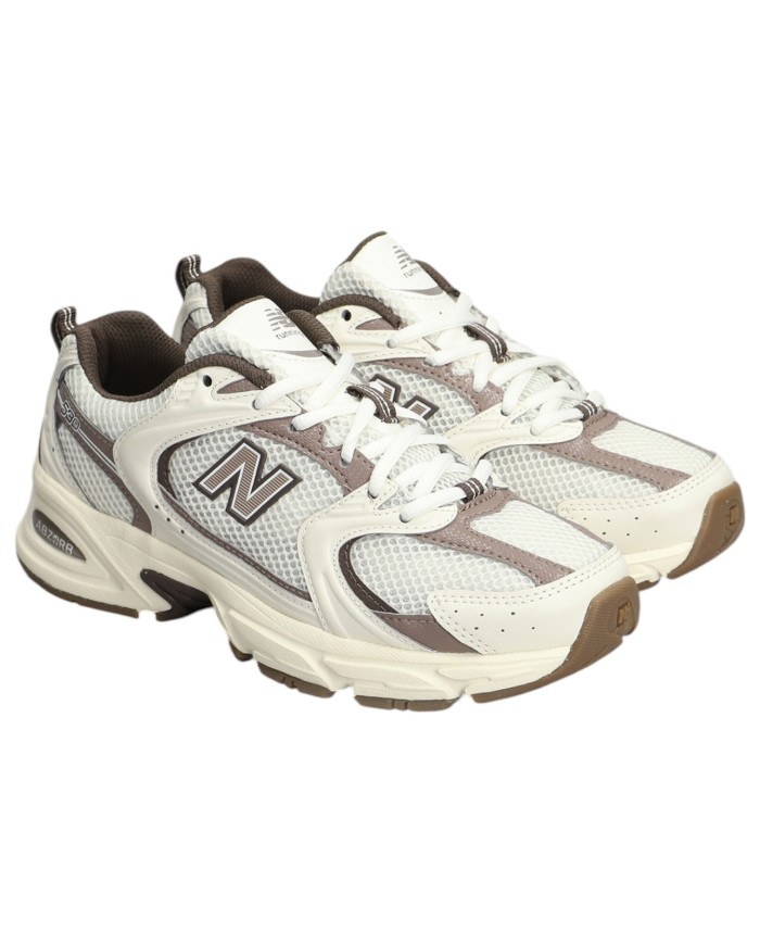 Sneakers Donna New Balance Unisex 530 Mesh Leather Natural White Brown