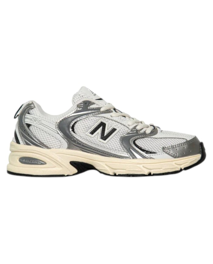 Sneakers Donna New Balance Unisex 530 Mesh Leather Natural White Black Grey