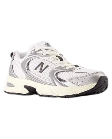 Sneakers Donna New Balance Unisex 530 Mesh Leather Natural White Black Grey