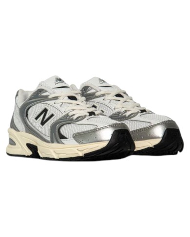 Sneakers Donna New Balance Unisex 530 Mesh Leather Natural White Black Grey