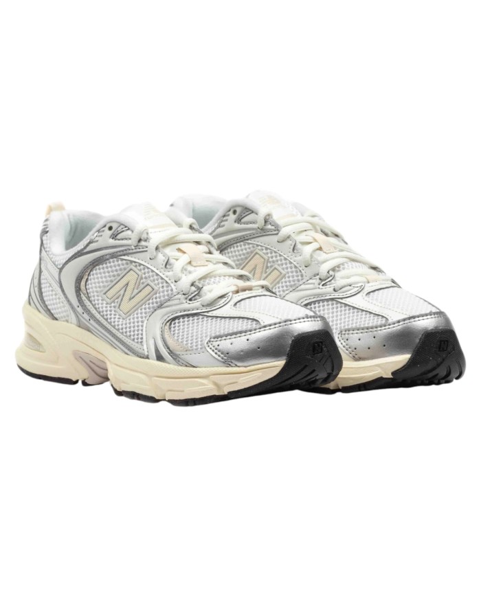 Sneakers Donna New Balance Unisex 530 Mesh Leather White Grey Beige