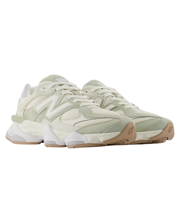 Sneakers Donna New Balance Unisex 9060 Mesh Suede White Green