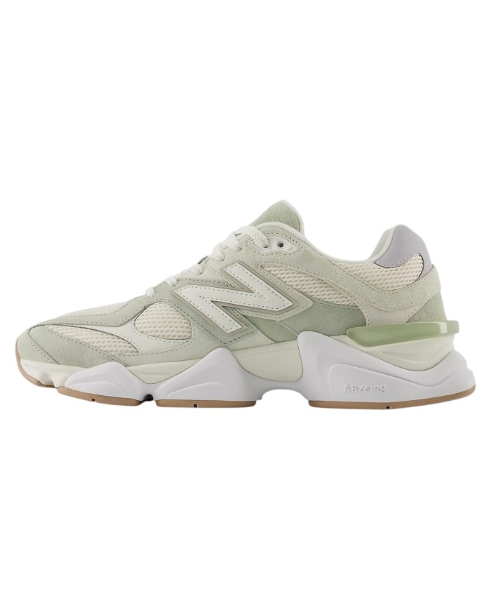 Sneakers Donna New Balance Unisex 9060 Mesh Suede White Green