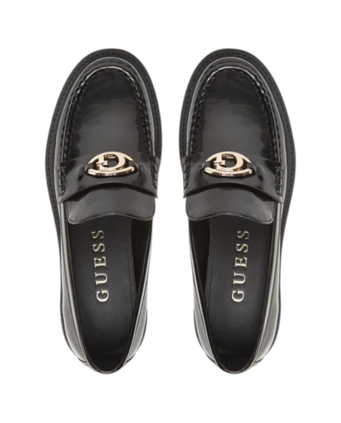 Mocassino Guess Donna Yanika G Logo Leather Black