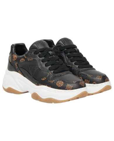 Sneakers Guess Donna Hapyy 3 Platform 4G Logo Peony Leather Black