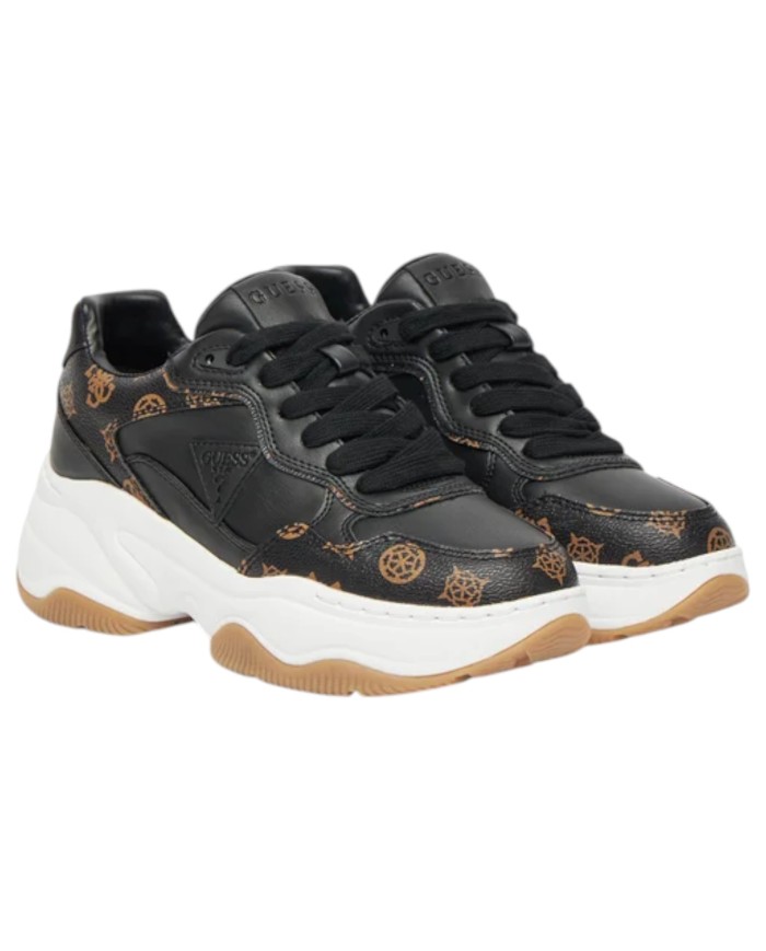 Sneakers Guess Donna Hapyy 3 Platform 4G Logo Peony Leather Black