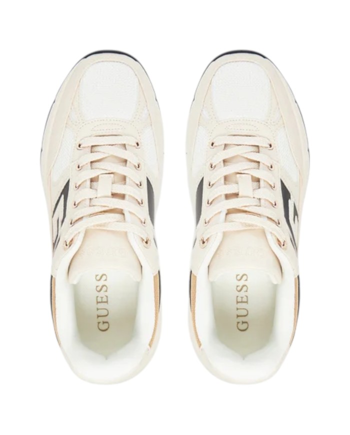 Sneakers Guess Donna Fonzi Runner G Logo Mesh Leather Cream