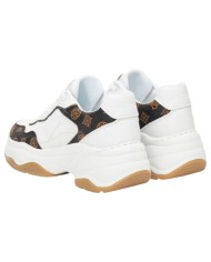 Sneakers Guess Donna Hapyy 3 Platform 4G Logo Peony Leather White Brown