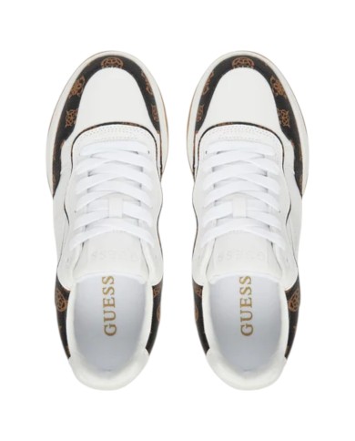 Sneakers Guess Donna Hapyy 3 Platform 4G Logo Peony Leather White Brown