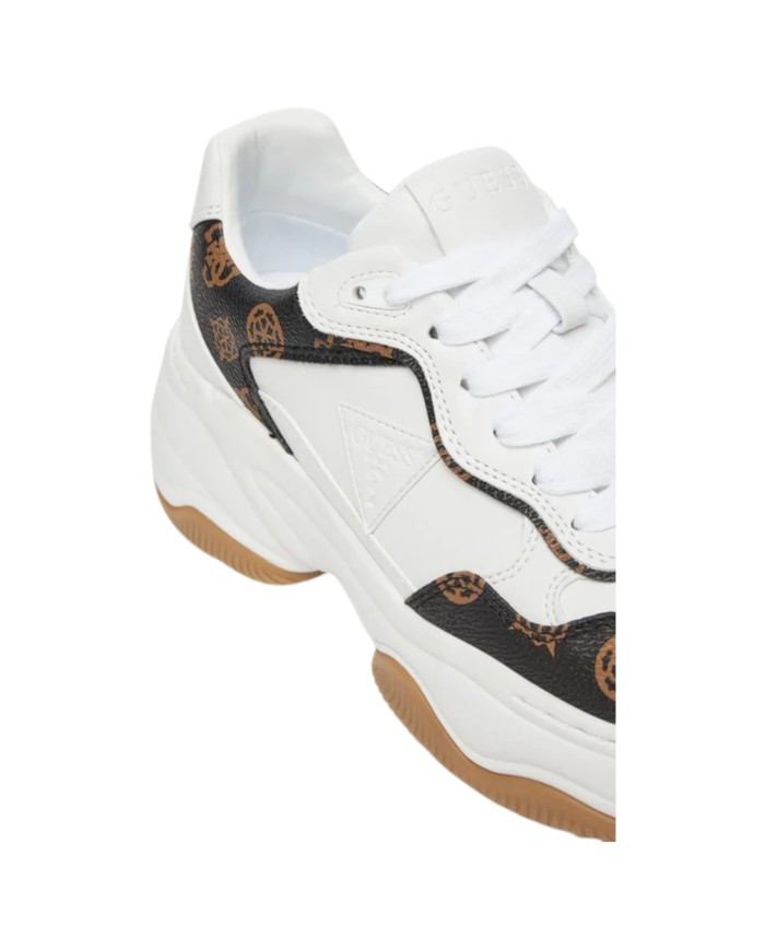 Sneakers Guess Donna Hapyy 3 Platform 4G Logo Peony Leather White Brown