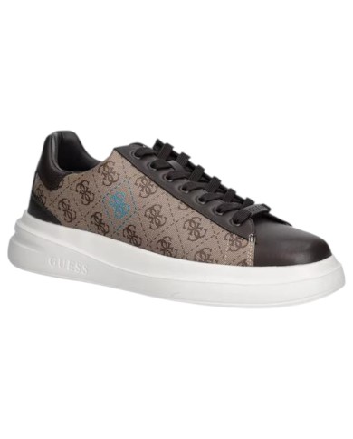 Sneakers Guess Uomo Elba 4G Logo Leather Beige Brown