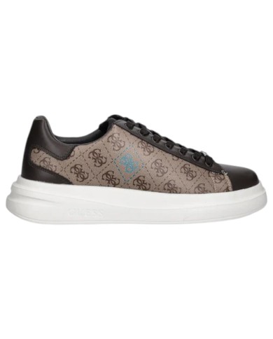 Sneakers Guess Uomo Elba 4G Logo Leather Beige Brown