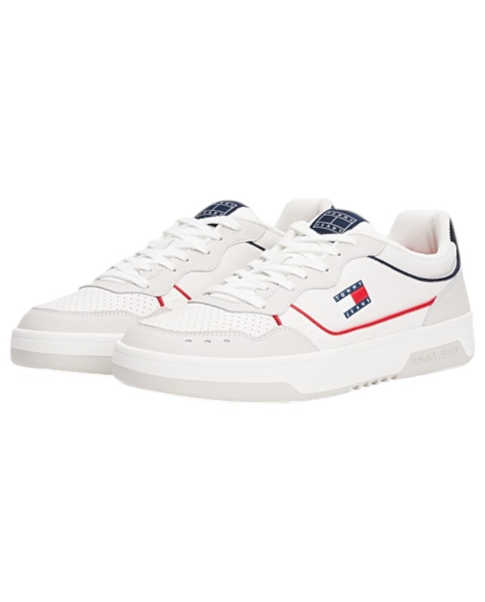 Sneakers Uomo Tommy Hilfiger Tjm Cup Flag Logo Leather White