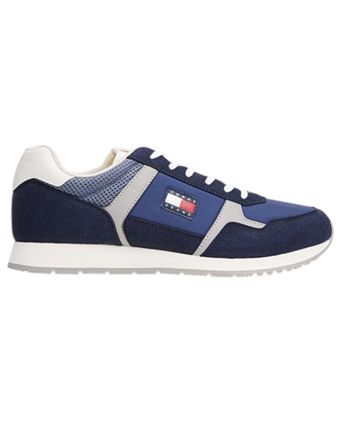 Sneakers Uomo Tommy Hilfiger Tjm Runner Flag Logo Mesh Leather Navy