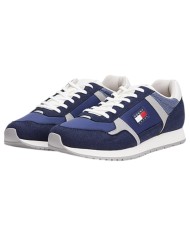 Sneakers Uomo Tommy Hilfiger Tjm Runner Flag Logo Mesh Leather Navy
