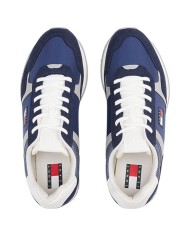 Sneakers Uomo Tommy Hilfiger Tjm Runner Flag Logo Mesh Leather Navy