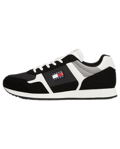 Sneakers Uomo Tommy Hilfiger Tjm Runner Flag Logo Mesh Leather Black