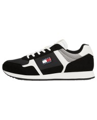 Sneakers Uomo Tommy Hilfiger Tjm Runner Flag Logo Mesh Leather Black