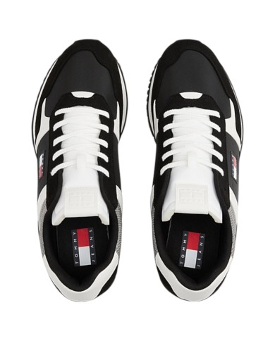Sneakers Uomo Tommy Hilfiger Tjm Runner Flag Logo Mesh Leather Black