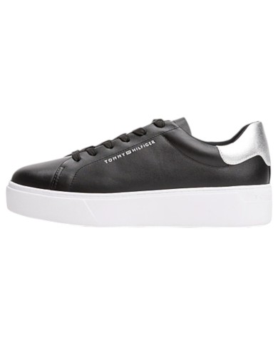 Sneakers Donna Tommy Hilfiger Essential Platform Line Logo Leather Black