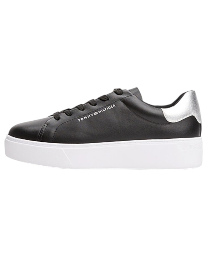 Sneakers Donna Tommy Hilfiger Essential Platform Line Logo Leather Black