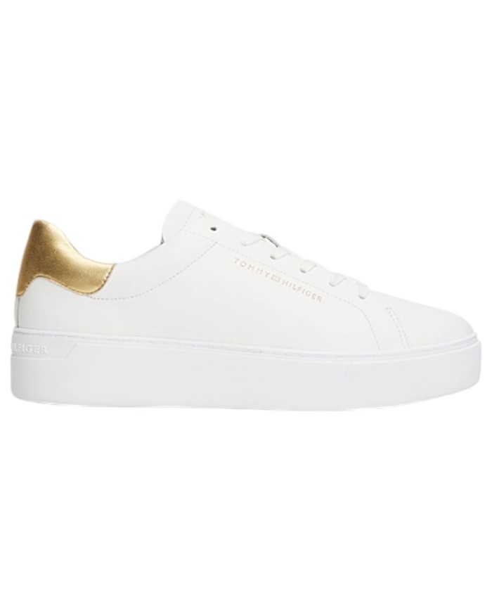 Sneakers Donna Tommy Hilfiger Essential Platform Line Logo Leather White