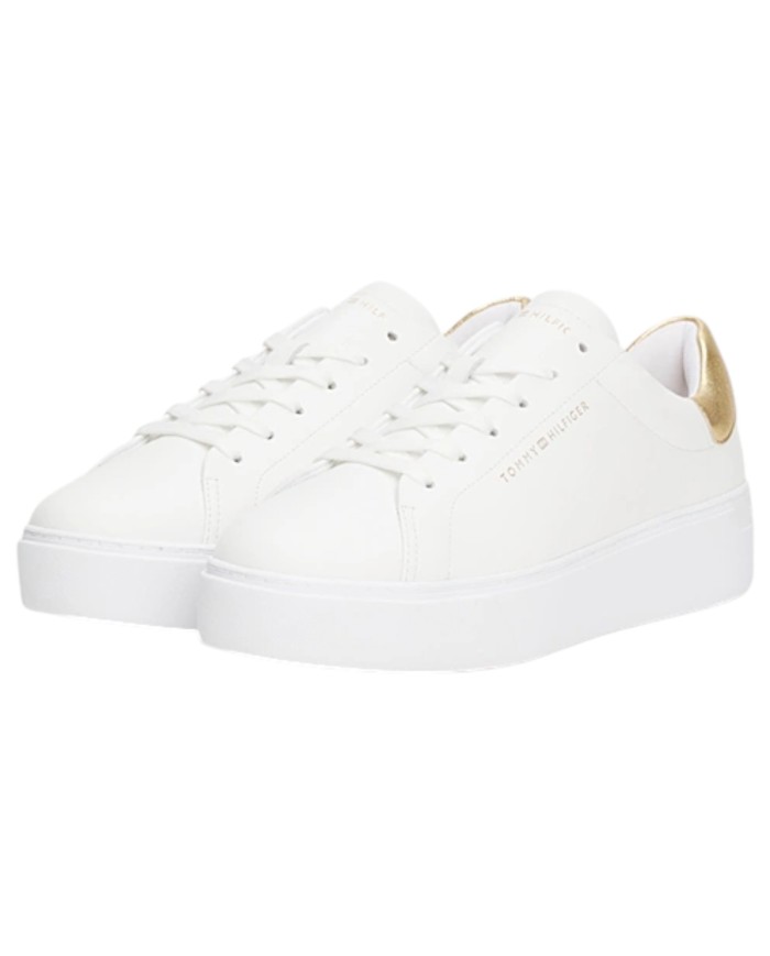 Sneakers Donna Tommy Hilfiger Essential Platform Line Logo Leather White