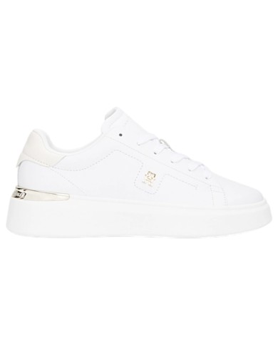 Sneakers Donna Tommy Hilfiger Th Fashion Court Monogram Logo Leather White