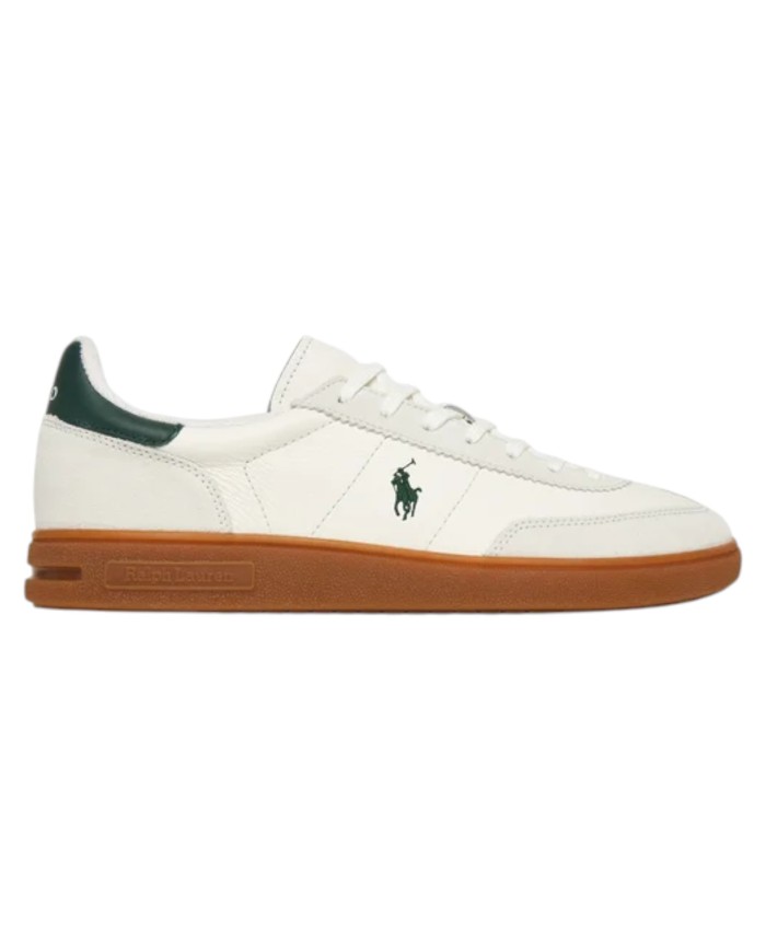 Sneaker Uomo Ralph Lauren Bedford in Camoscio e Pelle Bianco verde