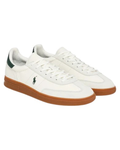 Sneaker Uomo Ralph Lauren Bedford in Camoscio e Pelle Bianco verde