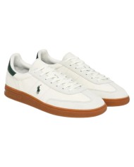 Sneaker Uomo Ralph Lauren Bedford in Camoscio e Pelle Bianco verde