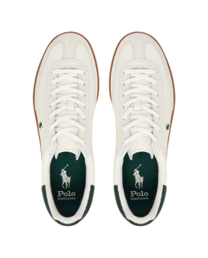 Sneaker Uomo Ralph Lauren Bedford in Camoscio e Pelle Bianco verde