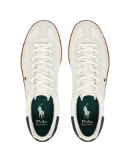 Sneaker Uomo Ralph Lauren Bedford in Camoscio e Pelle Bianco verde