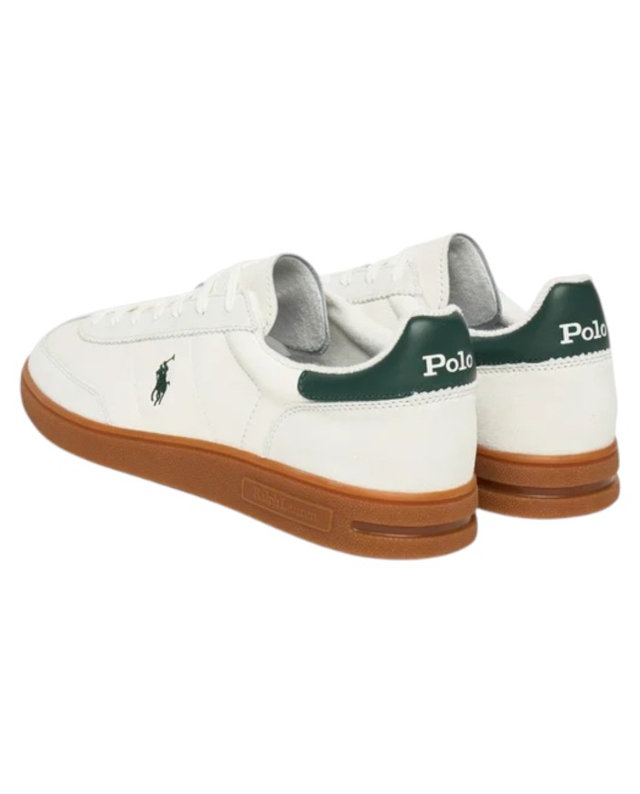 Sneaker Uomo Ralph Lauren Bedford in Camoscio e Pelle Bianco verde