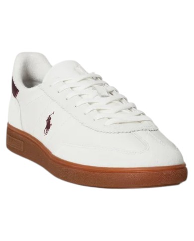 Sneaker Uomo Ralph Lauren Bedford in Camoscio e Pelle Bianco Bordò