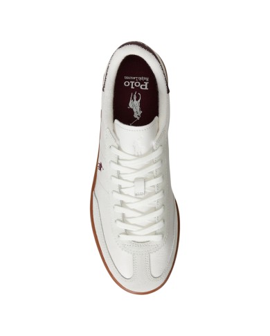 Sneaker Uomo Ralph Lauren Bedford in Camoscio e Pelle Bianco Bordò