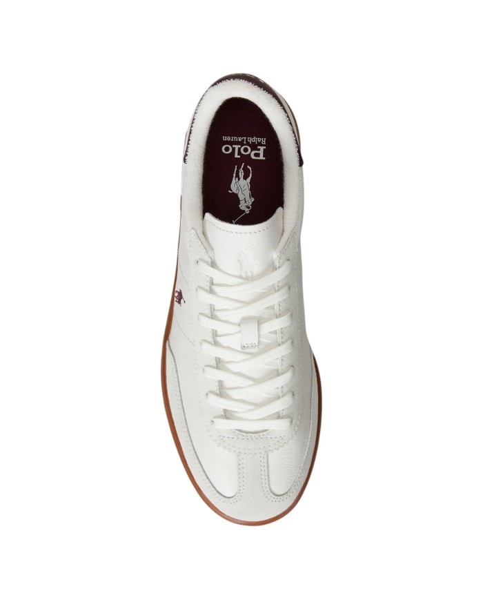 Sneaker Uomo Ralph Lauren Bedford in Camoscio e Pelle Bianco Bordò