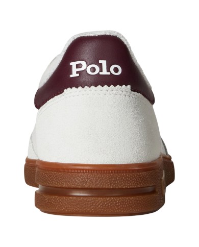 Sneaker Uomo Ralph Lauren Bedford in Camoscio e Pelle Bianco Bordò