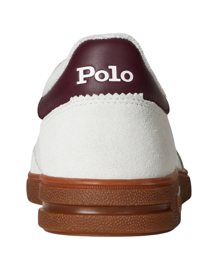 Sneaker Uomo Ralph Lauren Bedford in Camoscio e Pelle Bianco Bordò